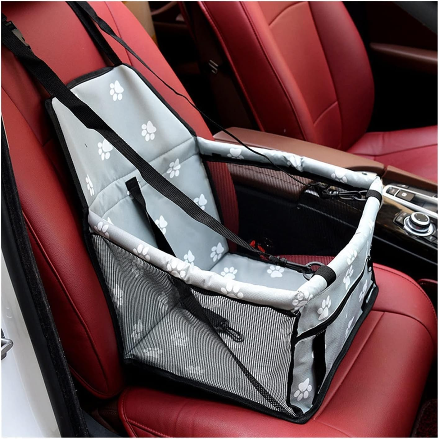 Dog Car Seat Cover Car Harness Seat Pet Dog Cover Pad Carry House Cat Puppy Bag Car Travel Folding Hammock Dog Bag Dog Hammock(Size:Paw Blue) image number 4