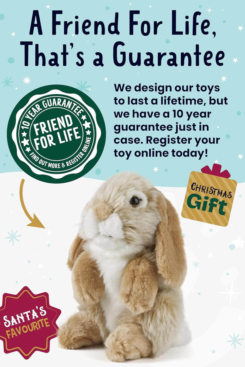 Living Nature AN345B Soft Toy-Plush Pet Sitting Lop Eared Rabbit, Brown (19Cm) image number 4