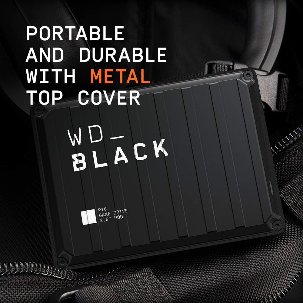 Wd_Black P10 6TB Game Drive, Portable External Hard Drive, Speeds up to 130 Mb/S, Works with Console, PC, Playstation, Xbox, save up to 125 Games, Portable Game Drive, Black image number 4