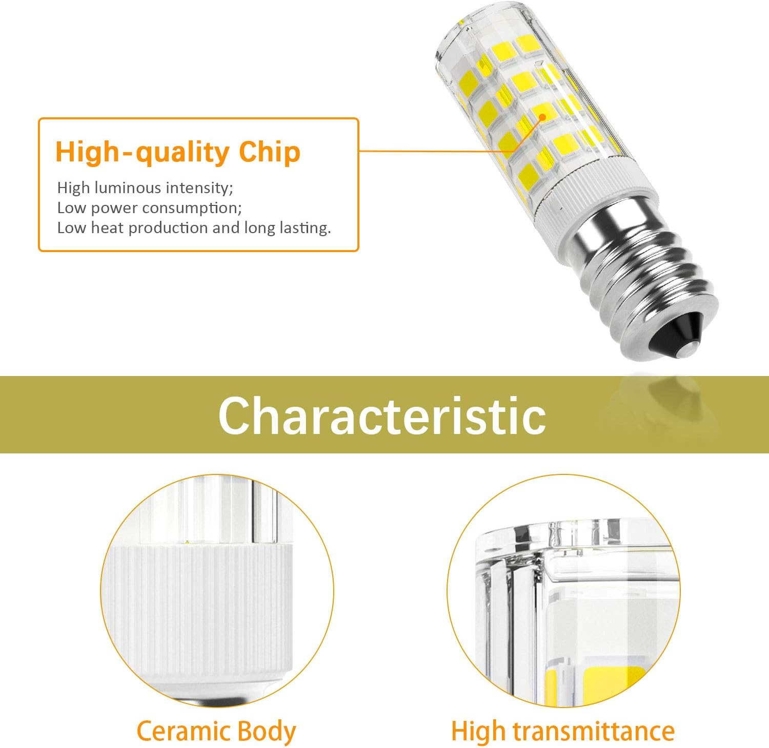Dicuno E14 LED Light Bulb 4W (40W Halogen Equivalent), Daylight White 6000K 400LM, 220V, Non-Dimmable, Small Edison Screw Bulb for Fridge/Cooker Hood, 6-Pack image number 6