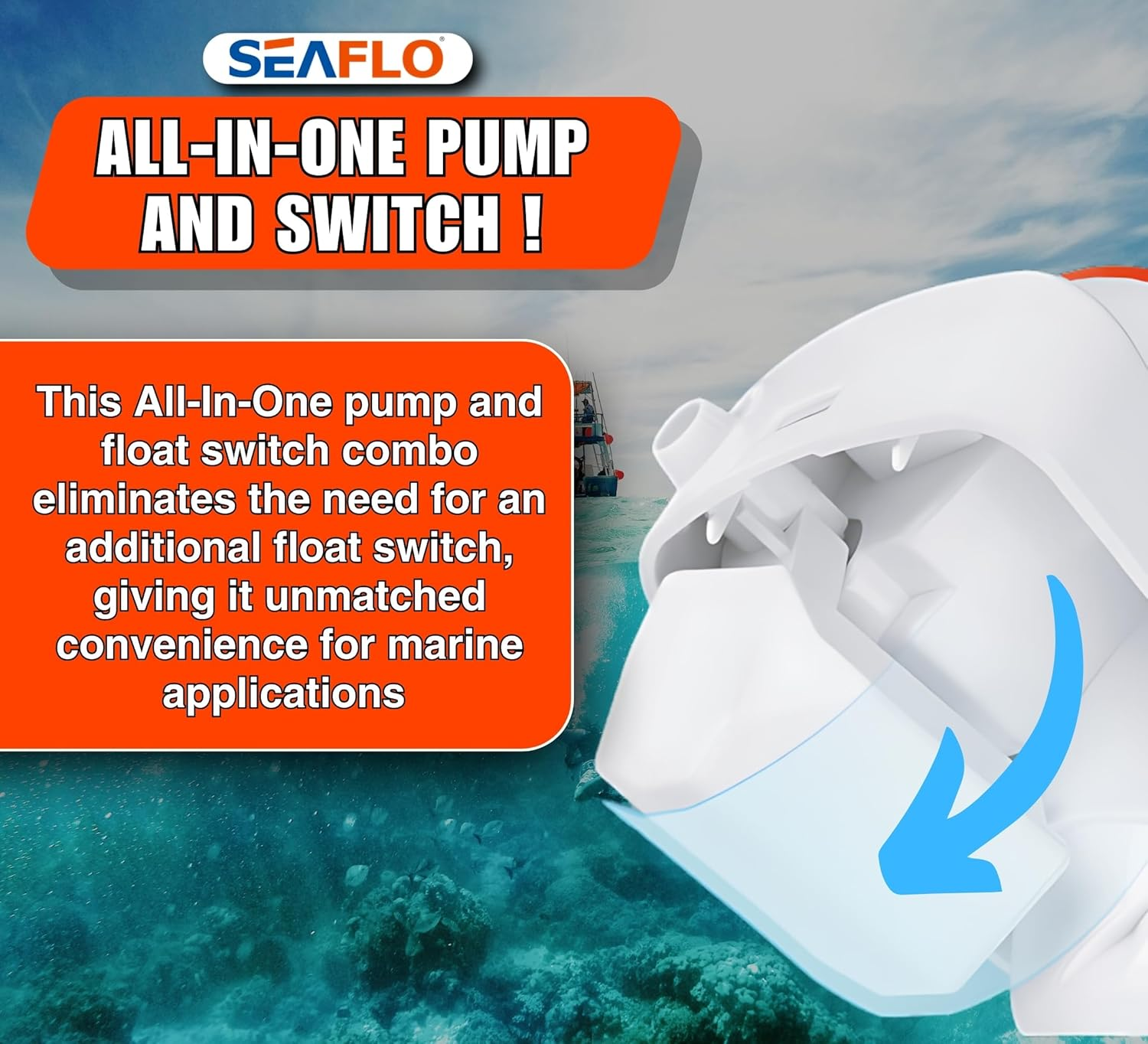 SEAFLO Automatic Submersible Boat Bilge Water Pump 12V Auto with Float Switch-New 750Gph 4 Year Warranty! image number 2