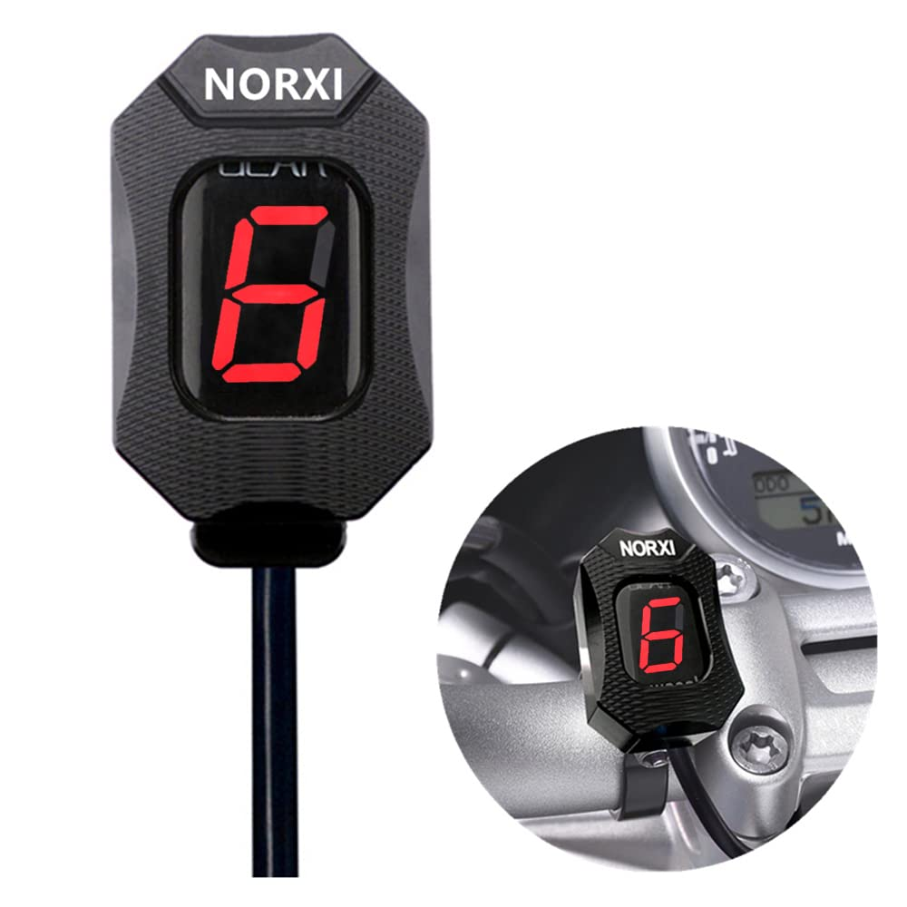 Motorcycle Gear Indicator for Kawasaki ER6N V650 Ninja 300 Z1000SX Moto 1-6 Gear Display ECU Plug LED Digital Display Waterproof(Green with Holder)