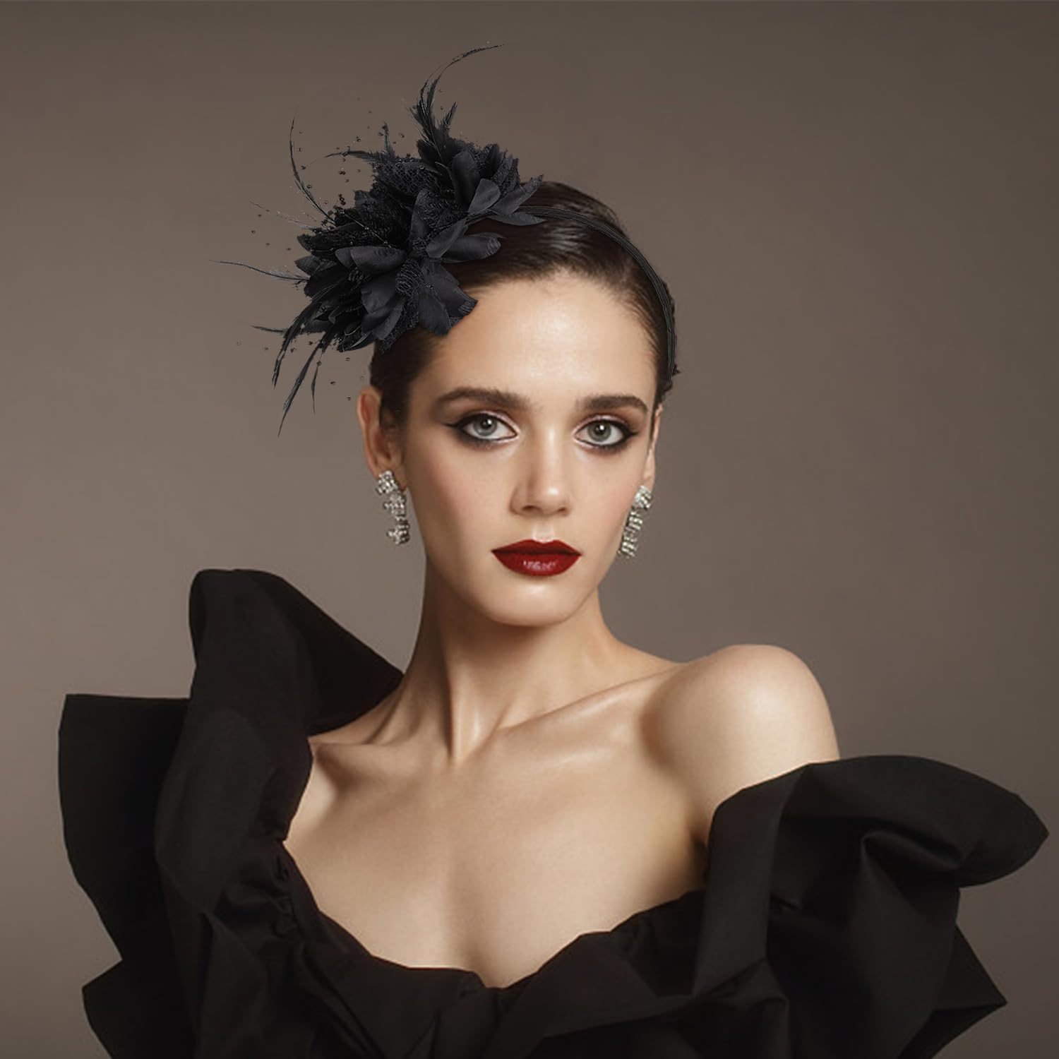 2 Pieces Feather Hair Band, Retro Headband, Elee Hair Accessories for Women, Clothing Accessories, Suitable for Parties, Weddings, Dance Parties image number 4