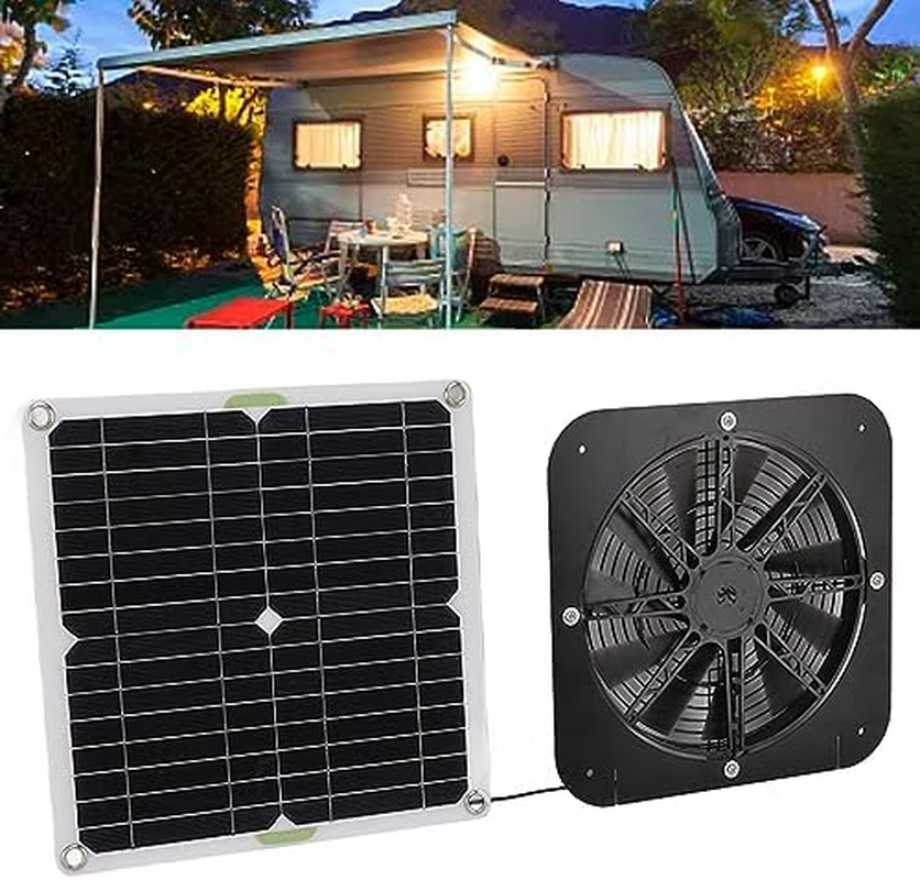 Omabeta 13.5 Inch 100W Solar Powered Fan, Solar Panel Fan Kit for Greenhouse Chicken Coop with 3000 RPM Auto Speed Adjust image number 3
