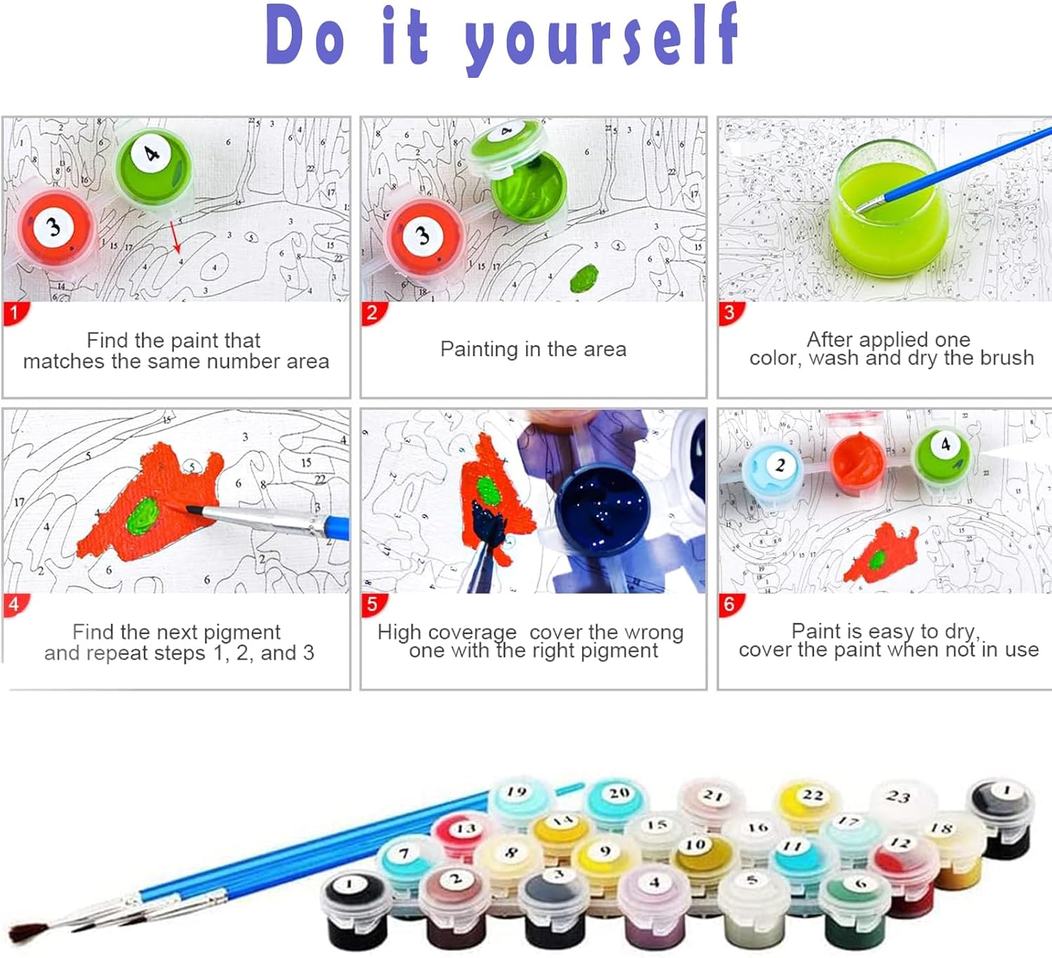 Paint by Numbers for Adults,Van Gogh Starry Night Painting by Number Kits on Canvas for Adult Beginner, without Frame DIY Oil Painting Acrylic Paints with 3 Brushes,Home Wall Decor Gift 12X16Inch image number 2