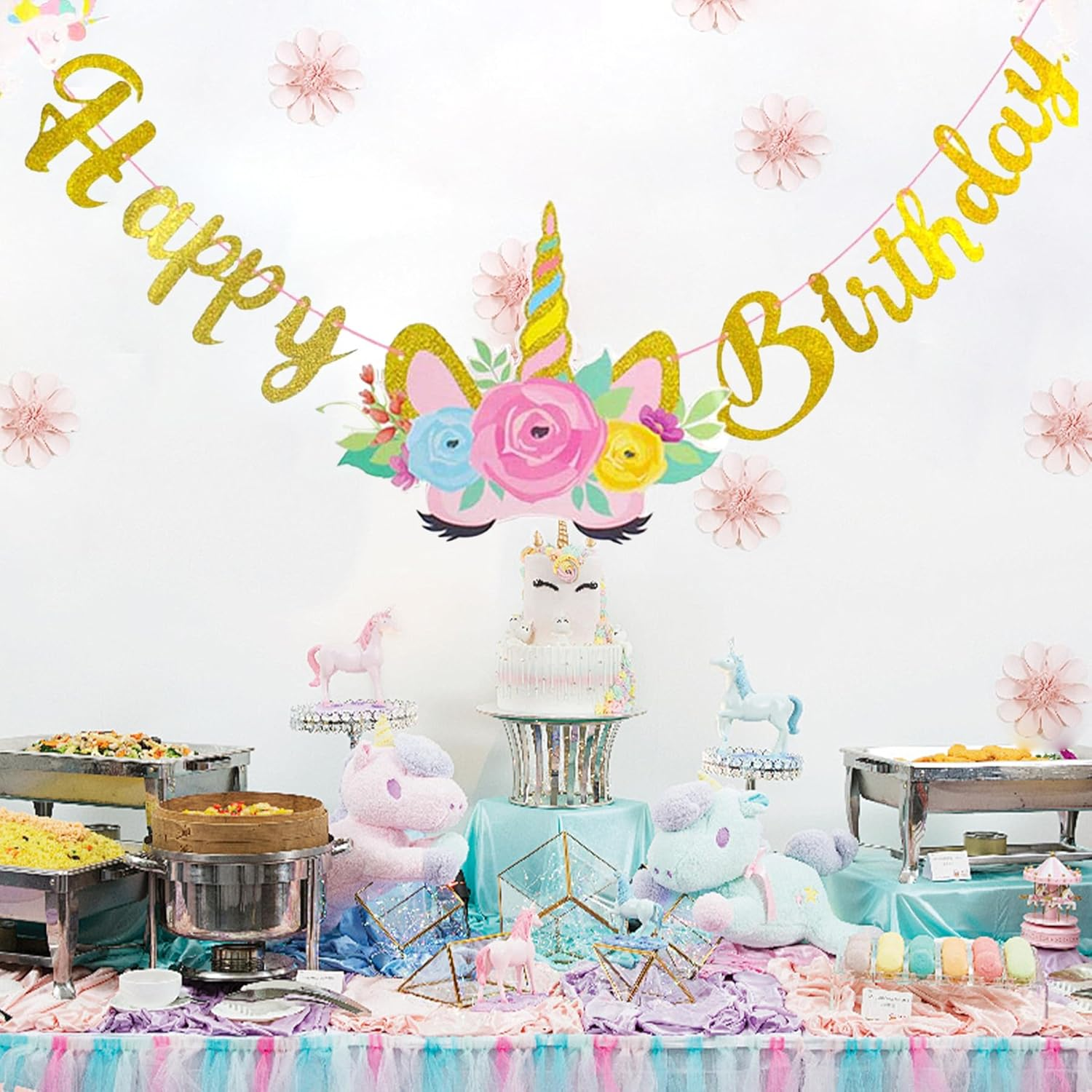 MAIGO Unicorn Birthday Decorations-Birthday Banners for Girls,Birthday Party Decorations,Girls Party Decorations,Unicorns Party Banners for Birthday Party Girls,Party Decorations for Adults Baby Showe image number 4