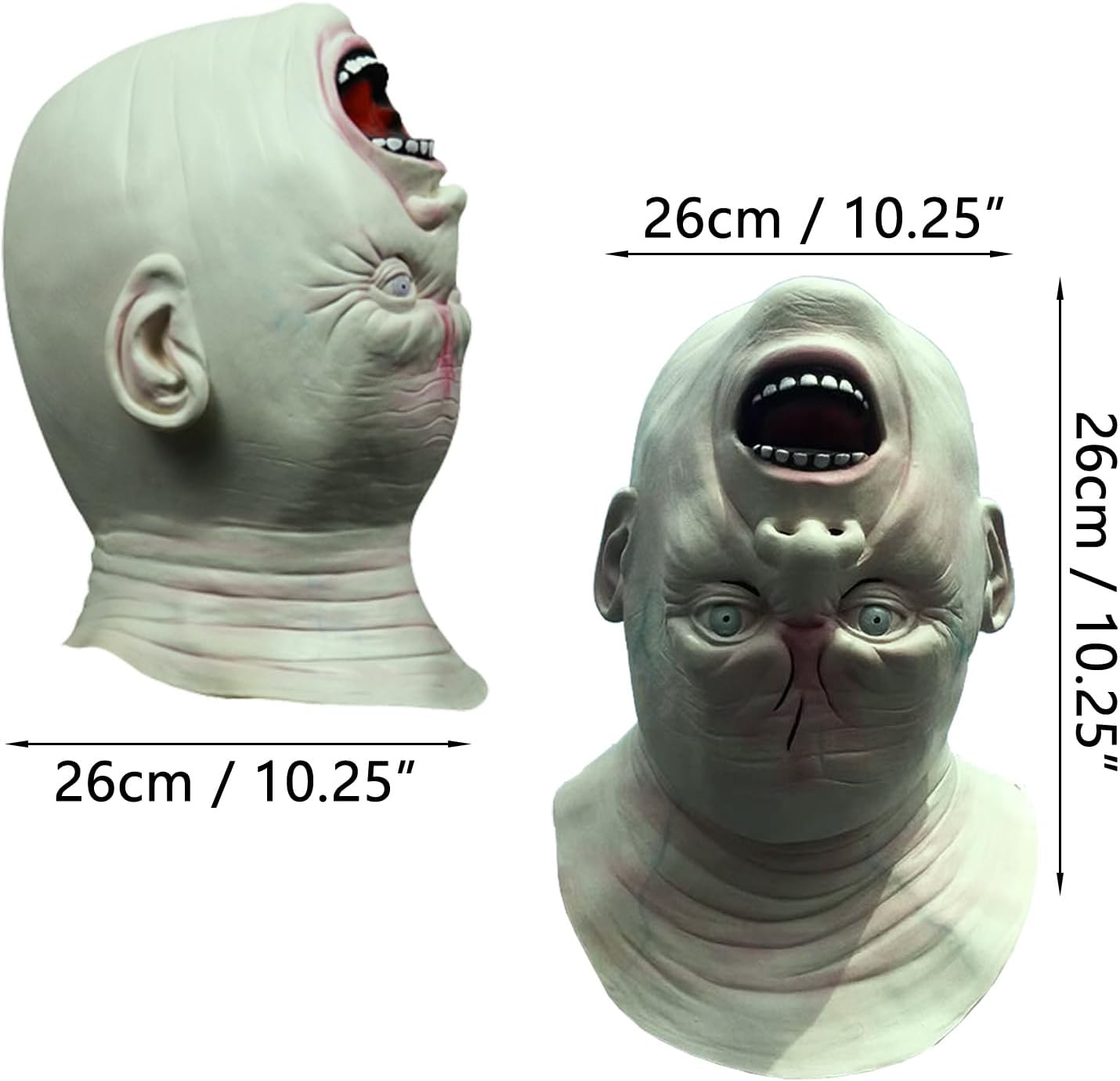 Costume Thick Terror Alien Inverted Old Man Head Ghost House Row Zombie Demon Full Mask for Halloween Party, Light Green