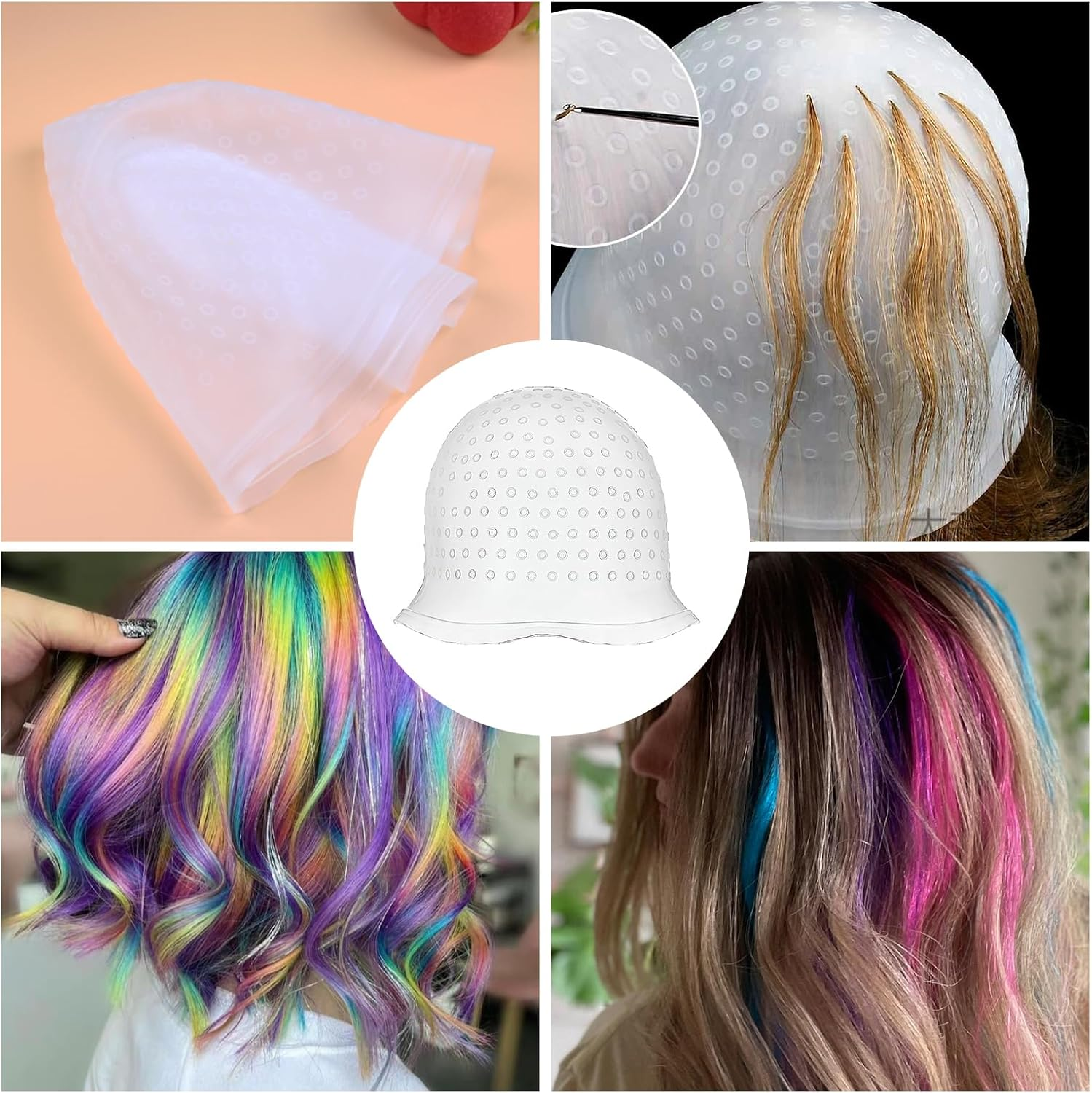 Hairdresser Hair Hair Net Hair Cap Accessories Hair Dye Disposable Strands Colour Framar Hair Colour for Strands Set Balayage Colouring Brush Blonde Strands Set Colour image number 6