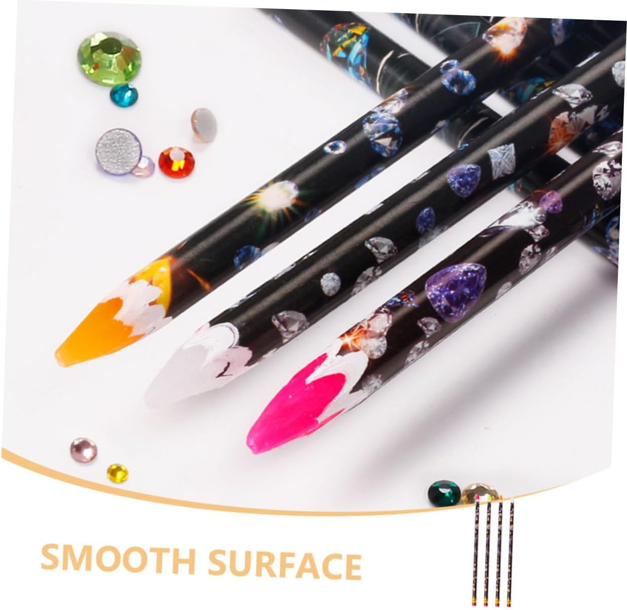 CTIRCHIU 4Pcs Stipple Crayons Nail Design Rhinestone Picker Pen Nail Art Tools for Diy Manicure