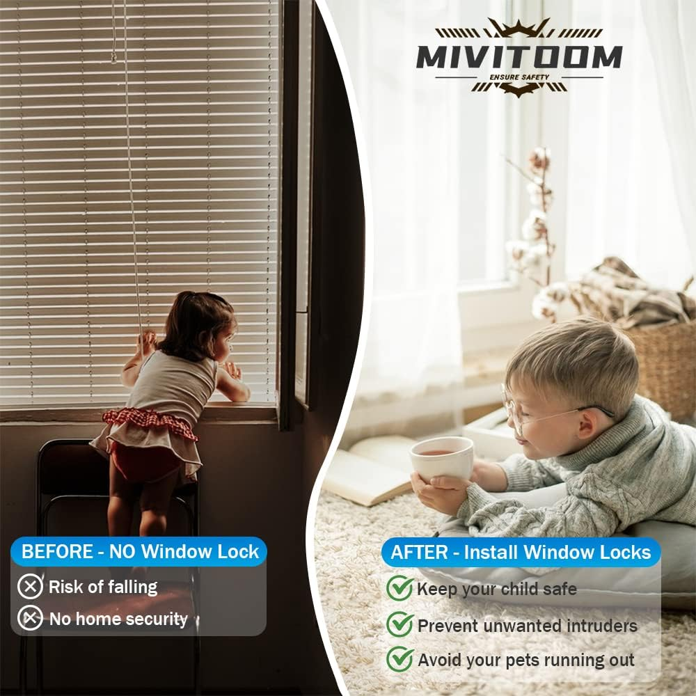 2Pcs Window Locks Set for UPVC Windows,Window Restrictor Locks for Children Security with Screws Keys image number 4