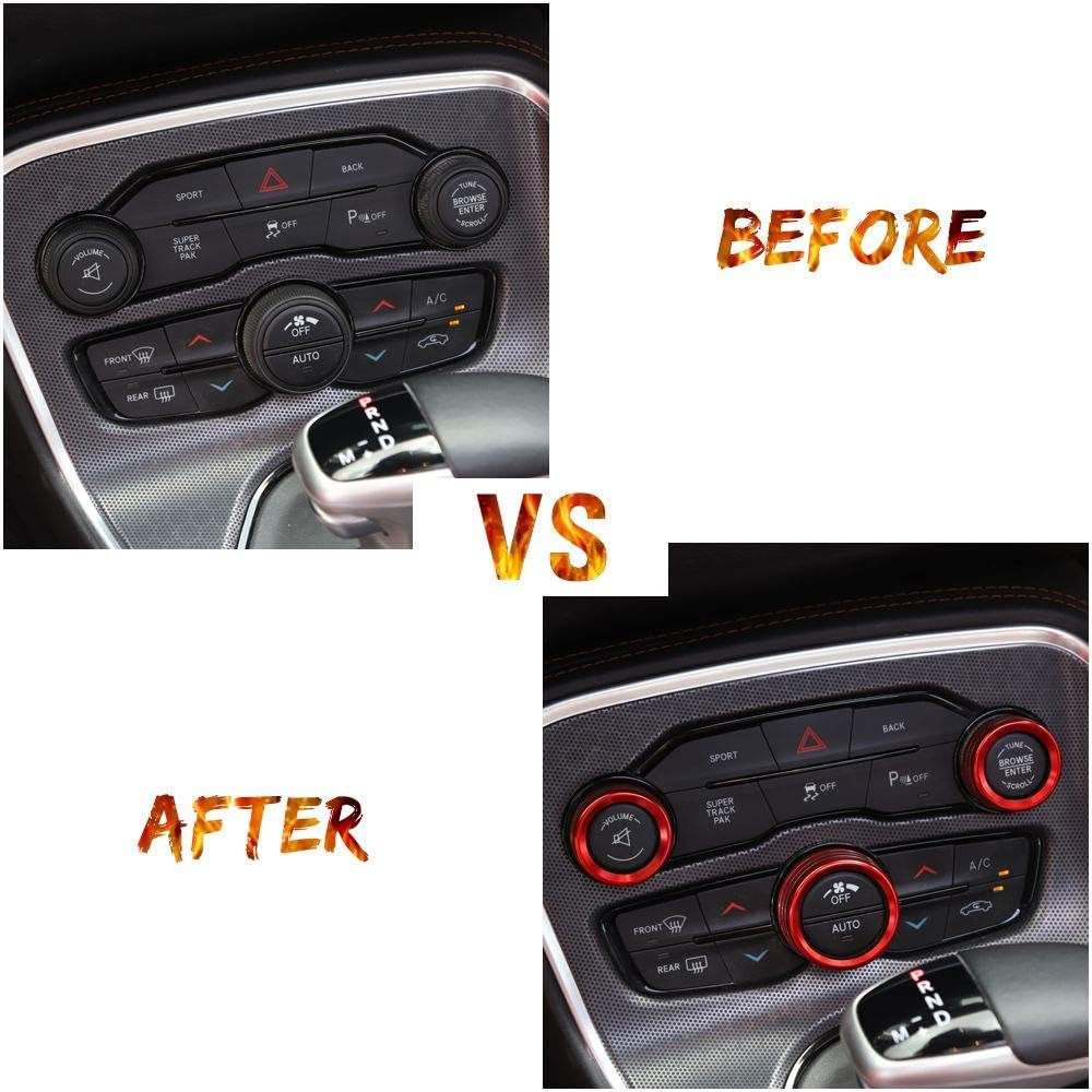 Voodonala Air Conditioner Switch CD Button Knob for Dodge Challenger 2015-2024 Charger Chrysler 300 300S 2015-2019, for Ram 2013-2018 (Aluminum Alloy Red)