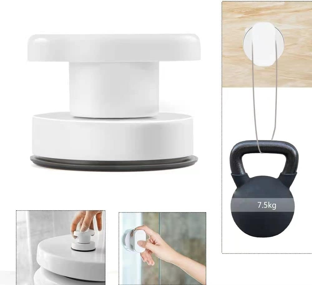 IREES Powerful Suction Cup Handle, Modern White ABS Knob for Fridge Handle, Drawer, Cupboard, Cabinet Door, Glass, Bathroom (White, 6.2 X 6.5 Cm, 1.9 Inches) image number 5