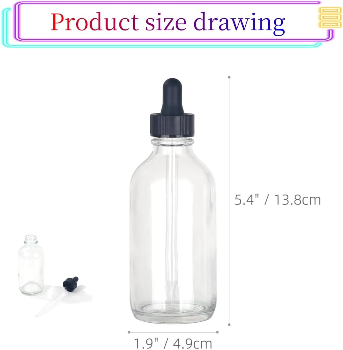 Clear Boston round Glass Bottle, Divided Bottle (Transparent/ 120 Ml with Droppers/ 2 Pcs) image number 2