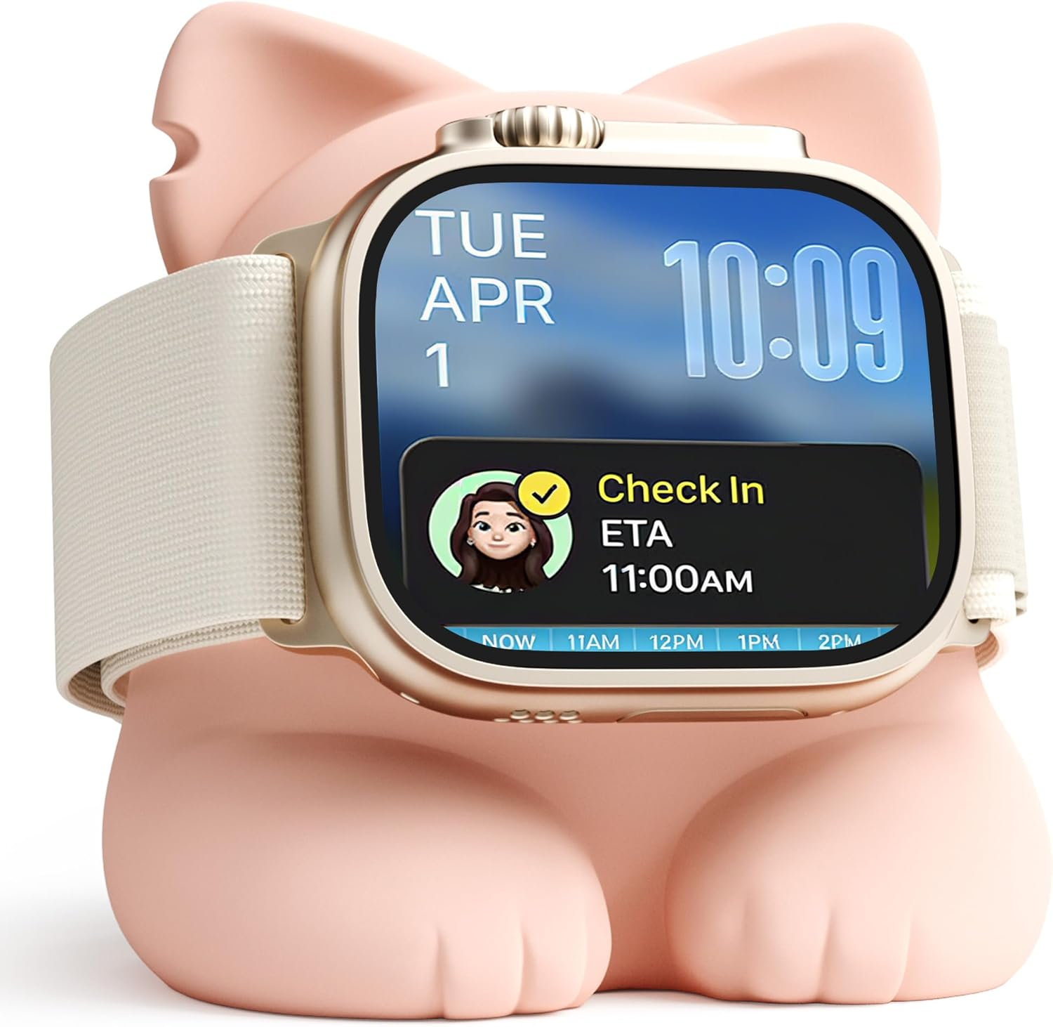 ELETIUO Charger Stand Compatible with Apple Watch Series 49/46/45/44/42/41/40/38Mm Iwatch Ultra2/Ultra/10/9/8/Se2/7/6/Se/5/4/3/2/1,Silicone Charging Dock Organizer Supports Night Stand Mode,Pink