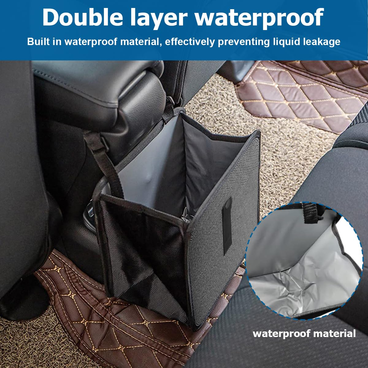 BELOMI Car Foldable Trash Can, Bling Rhinestone Crystal Auto Hanging Waterproof Leakproof Garbage Bin, Vehicle Waste Basket Dustbin, Multipurpose Car Organizer Accessories for SUV Truck RV (Black)