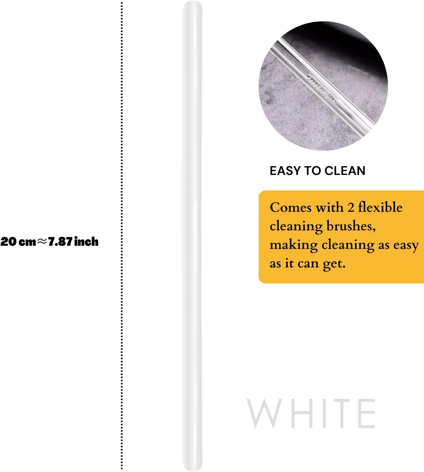 6 Pack Reusable Glass Drinking Straws Smoothie Straws for Milkshakes Frozen Drinks Smoothies Iced Tea Environmentally Friendly 0.8 * 20Cm (Transparent) image number 6