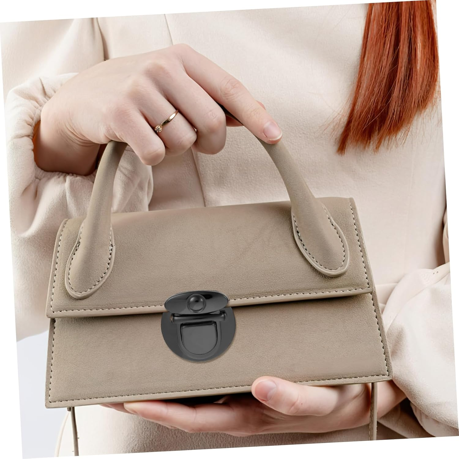 STOBOK 10Pcs Iron round Press Bag Buckle Locks DIY Handbag Accessories Gun Black 4.7Cm Wide Suitable for Bag Hardware and Repairs - Black image number 5