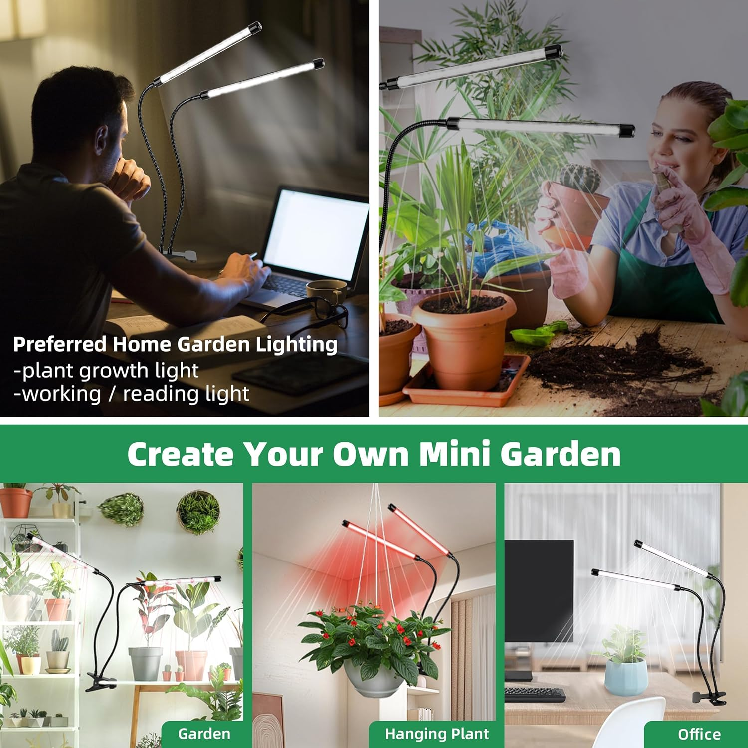 168 LED 6500K Full Spectrum Grow Light with Adjustable Clip - Energy Efficient Plant Growing Lamp for Indoor Plants, Herbs & Succulents(With AU Adapter) (4 Lamps) image number 4