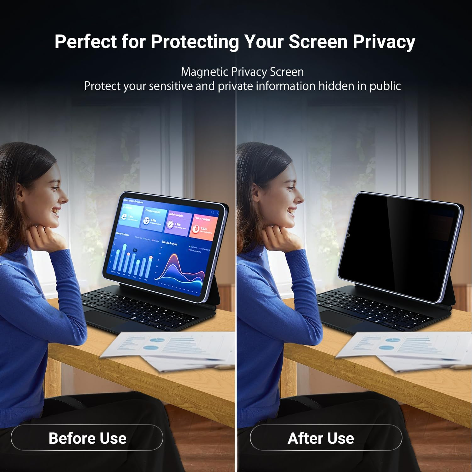 ZOEGAA Privacy Screen Protector for Ipad Mini 7(2024,A17 Pro 7Th Gen) /Ipad Mini 6(2021,6Th Gen),Anti Blue Light Anti-Spy Matte Screen Film Guard Screen Protector for 8.3 image number 3