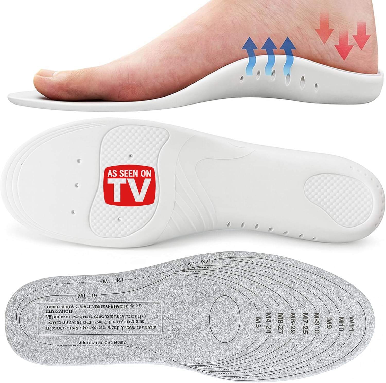 Memory Foam Insoles &ndash; 2 Pairs | Trim-To-Fit Inserts for Men & Women | Arch Support, Shock Absorption & Foot Pain Relief | All-Day Comfort for Work Boots, Sneakers & Shoes image number 3