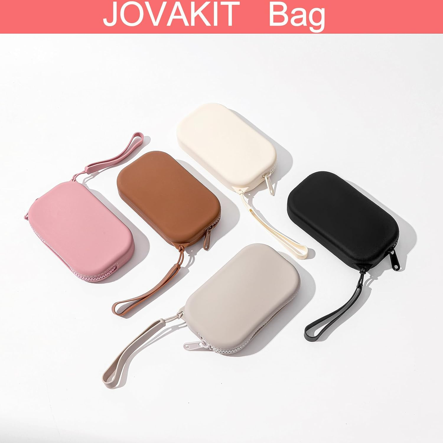 JOVAKIT Small Portable Silicone Makeup Bag for Women Girls, Travel Waterproof Toiletry Cosmetic Bag Gifts for Women, Zipper Closure Makeup Case with Handle, Black image number 6