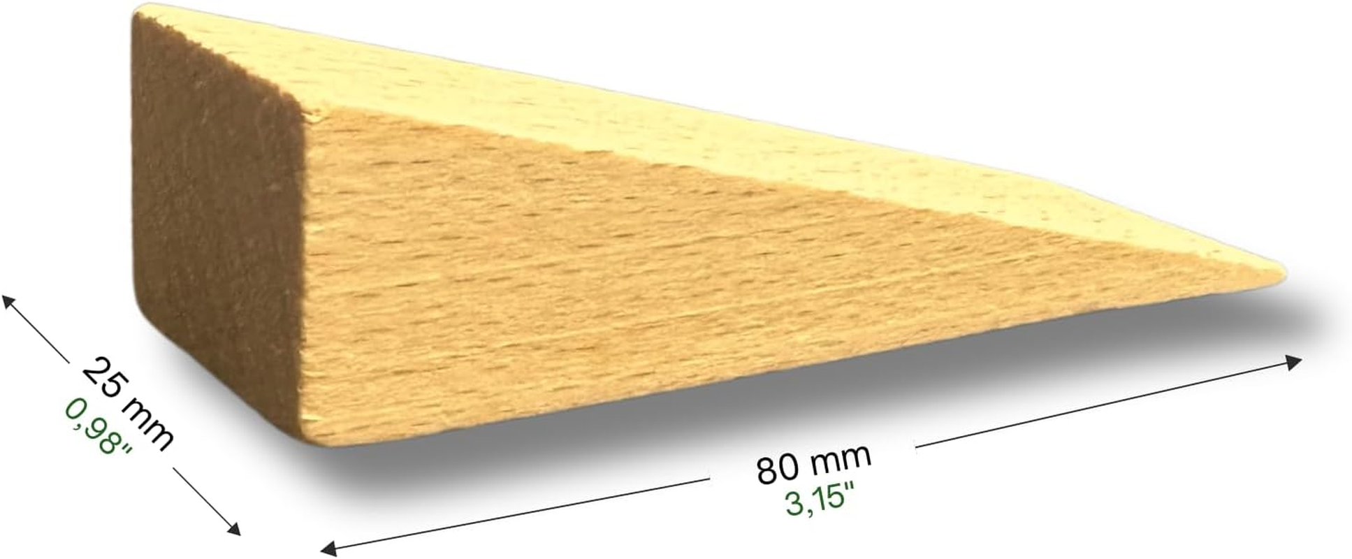 Tolux Wooden Wedges, Hardwood Wedge, Beech Wood Wedge, Wooden Doorstop, Handy Tool in Carpentry, Construction and Various DIY Projects, Size 80X25X20 Mm, Pack of 10 Pcs image number 3
