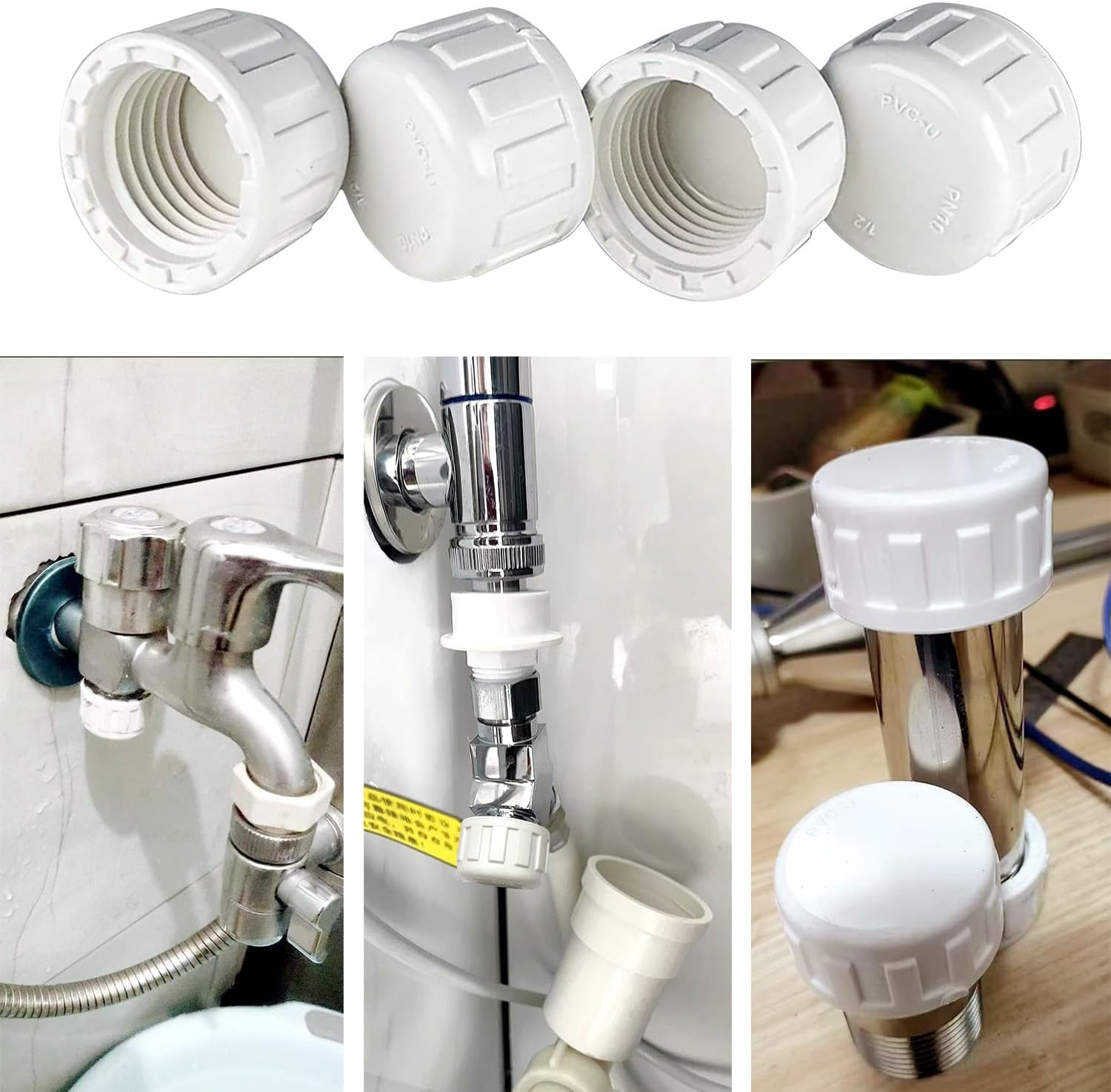 12PCS 1/2" PVC Sprinkler Cap, End Female Thread Pipe Plug Adapter for Irrigation, DIY Projects,Sprinkler Head Cap, Water Line, Plumbing Repair, Compatible with Rainbird Systems image number 1