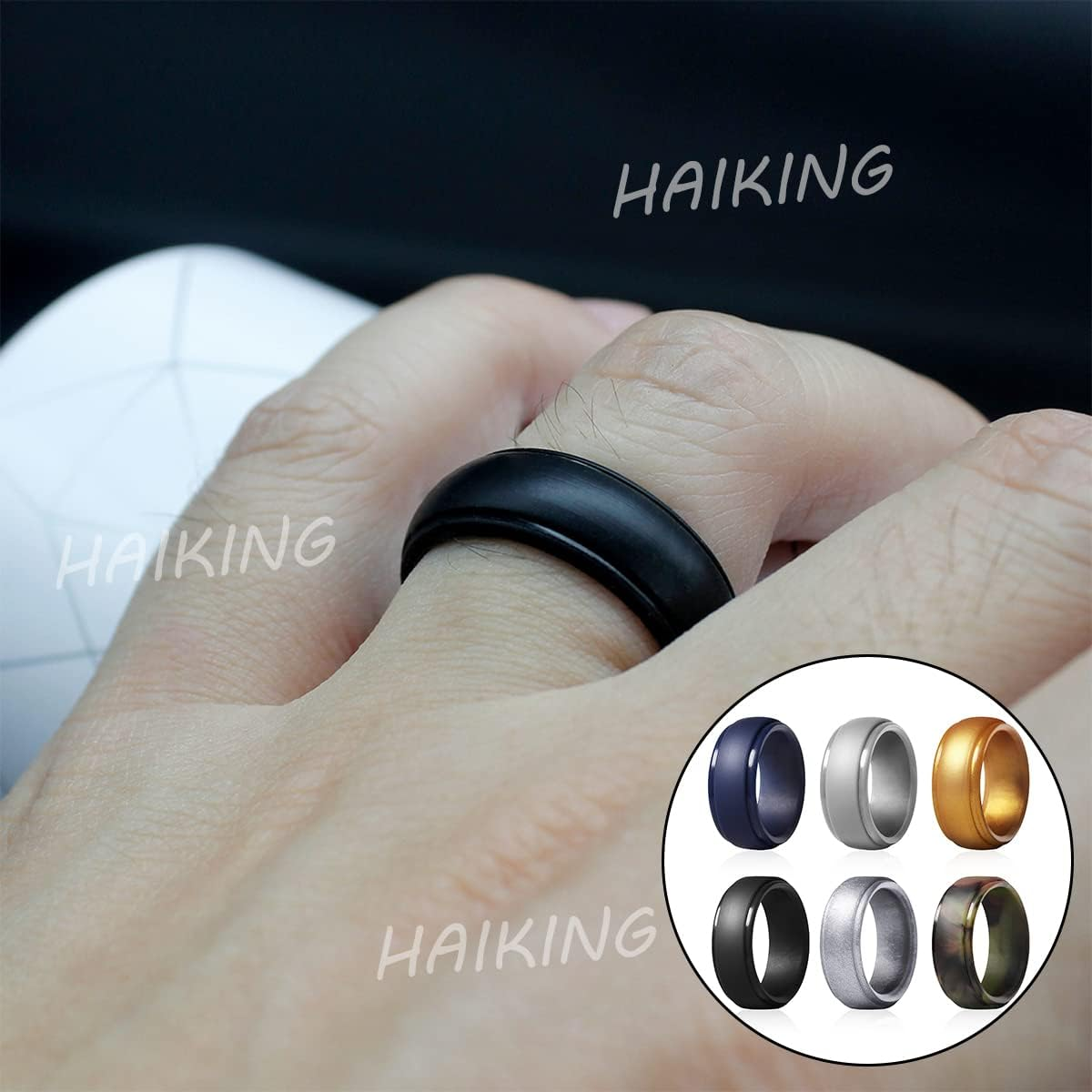 Silicon Rings, 6 Pcs Wedding Silicone Band for Women, Men, Workout (6 Color) image number 1