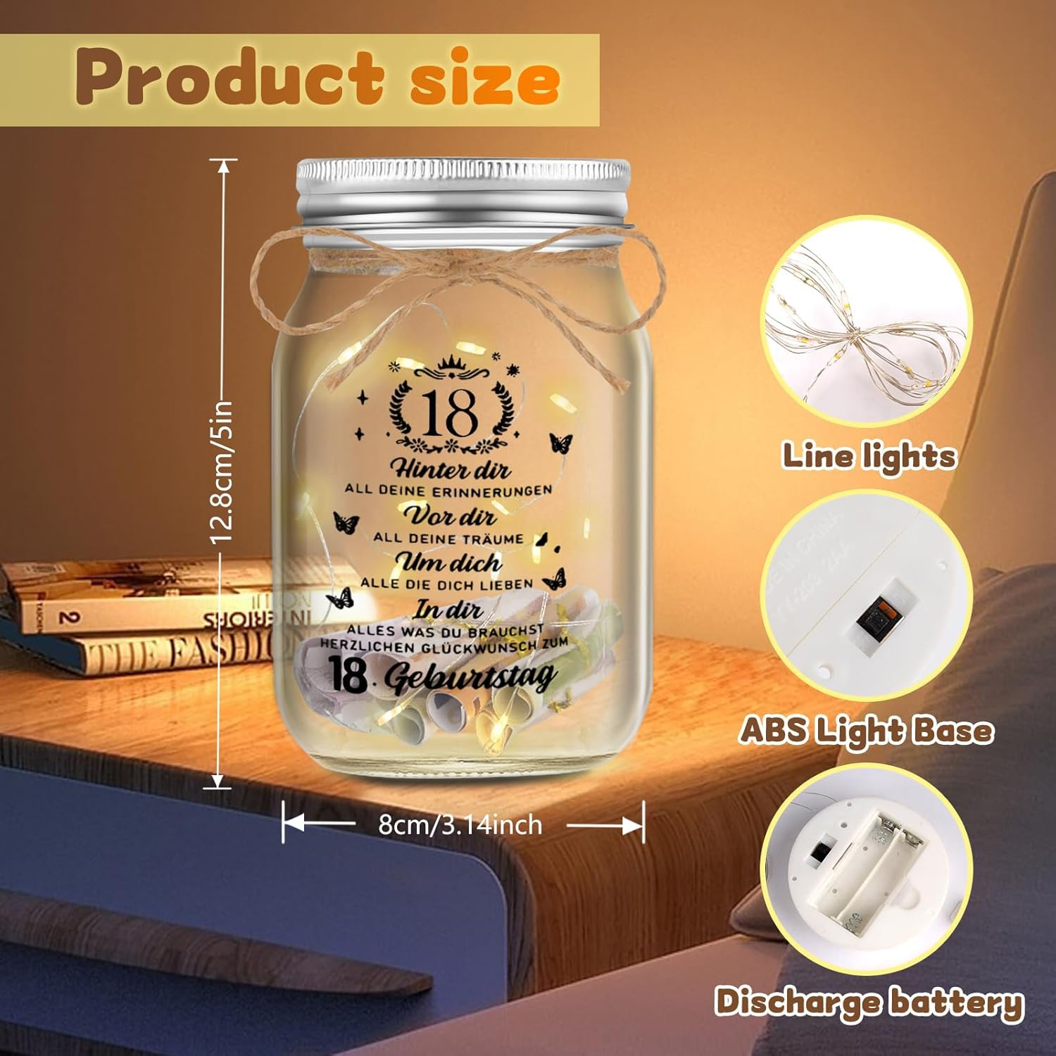 Gifts for 18Th Birthday Girl Boy Bottle Light with Positive Potato Bee Money Gifts Birthday 18Th Birthday Money Gifts Packaging Pocket Hug Positive Lucky Charm Bee - 50 Years image number 7