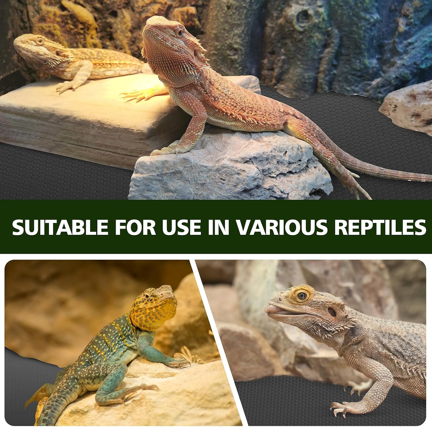 Reptile Carpet, Bearded Dragon Tank Accessories Reptile Mat, Reptile Terrarium Substrate for Leopard Gecko, Lizard, Bearded Dragon Tank Flooring (17.7"X 118")