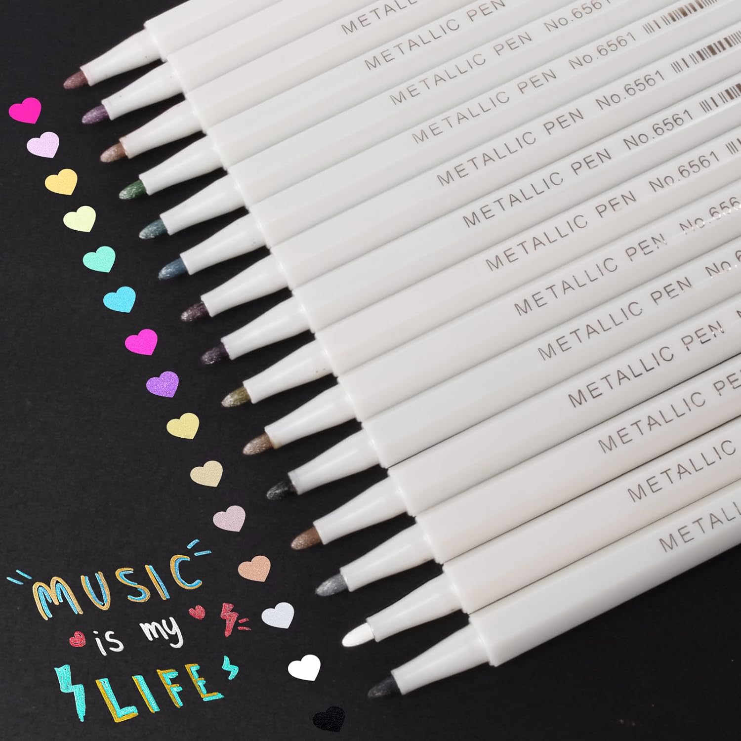 SAYEEC Metallic Marker Pens, 20 Colors Fine Tip Metallic Markers, Metallic Paint Pens for Black Paper, Art Rock Painting, Easter Egg, Halloween Pumpkin, Card Making, Scrapbook Crafts, DIY Photo Album