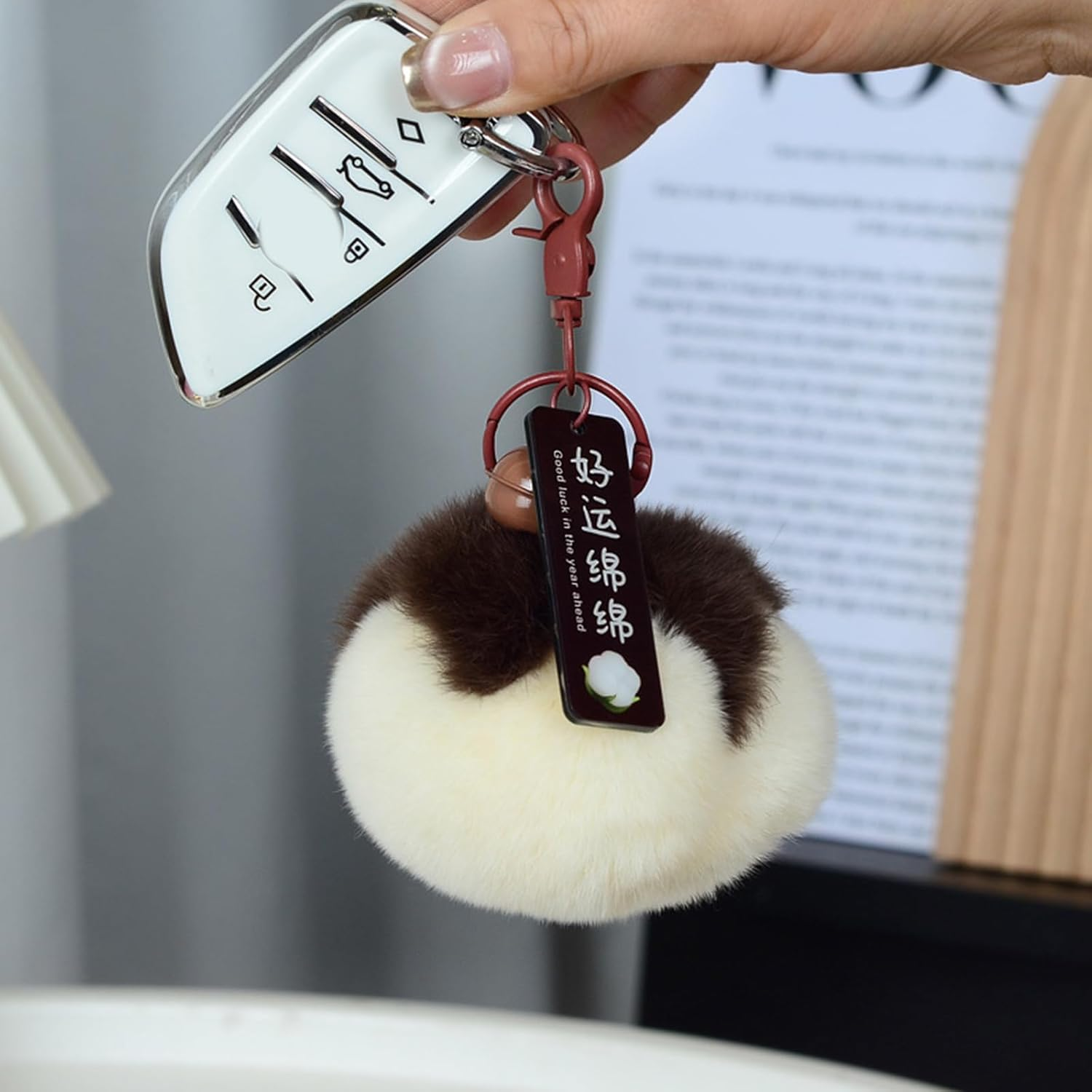 Whltzf 1. Premium Faux Hair Keychain with Metal Hook Stylish Bag Charm for Travel & Everyday Use Multi Use Keychain Pendant - Color 3 image number 5