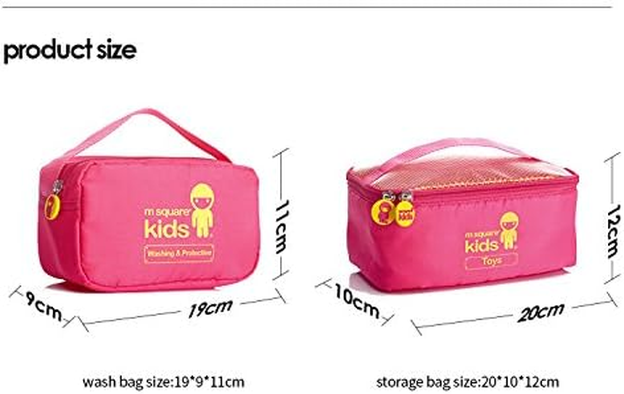 M Square Travel Accessories/Travel Organizer/Travel Bag/Daily Bag 4 Piece Set Utility Kids Lightweight Multifunction Foldable Travel Bags (Pink) image number 1