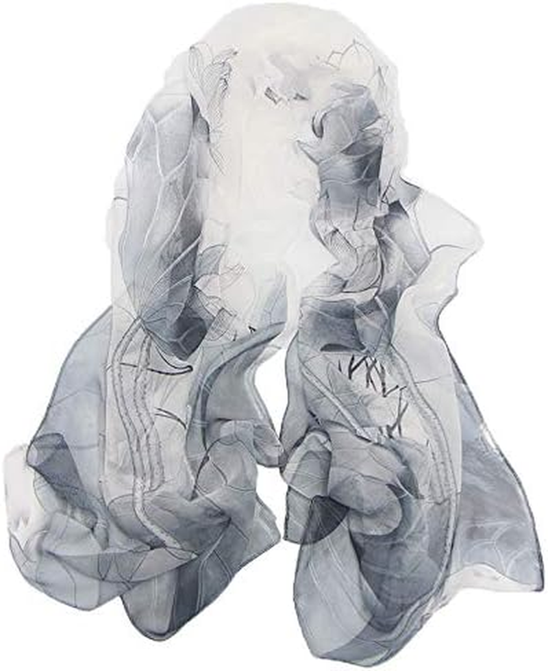 Silk Scarf Fashion Scarves Lightweight Sunscreen Shawls for Women (Black) image number 2