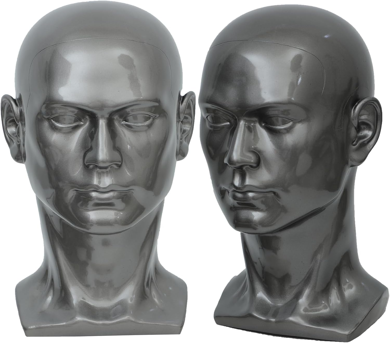 Male Mannequin Head Black Glossy Professional Mannequin Head for Display Hats,Wigs,Glassess,Game Console,Headphone,Mask