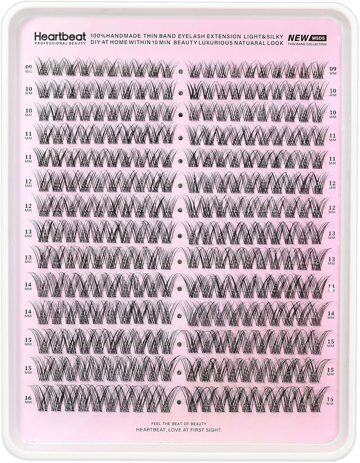 Happy Heartbeat Natural Lash Clusters Thin Invisible Band Eyelash Extension Clear Band Individual Lashes Soft Wispy Mixed Length Reusable DIY False Eyelashes(U5) image number 4