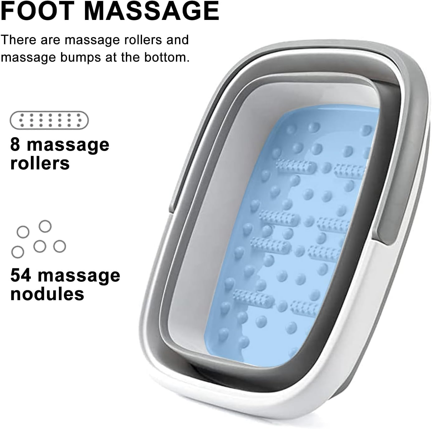 Collapsible Foot Bath Basin for Soaking Feet, Foot Soak Tub with Handle,Foldable Foot Bath with Foot Massaging Acupoints to Help Sleep 15L/4 Gallons Massager Foot Soaking Basin Feet (Grey) - Grey image number 2