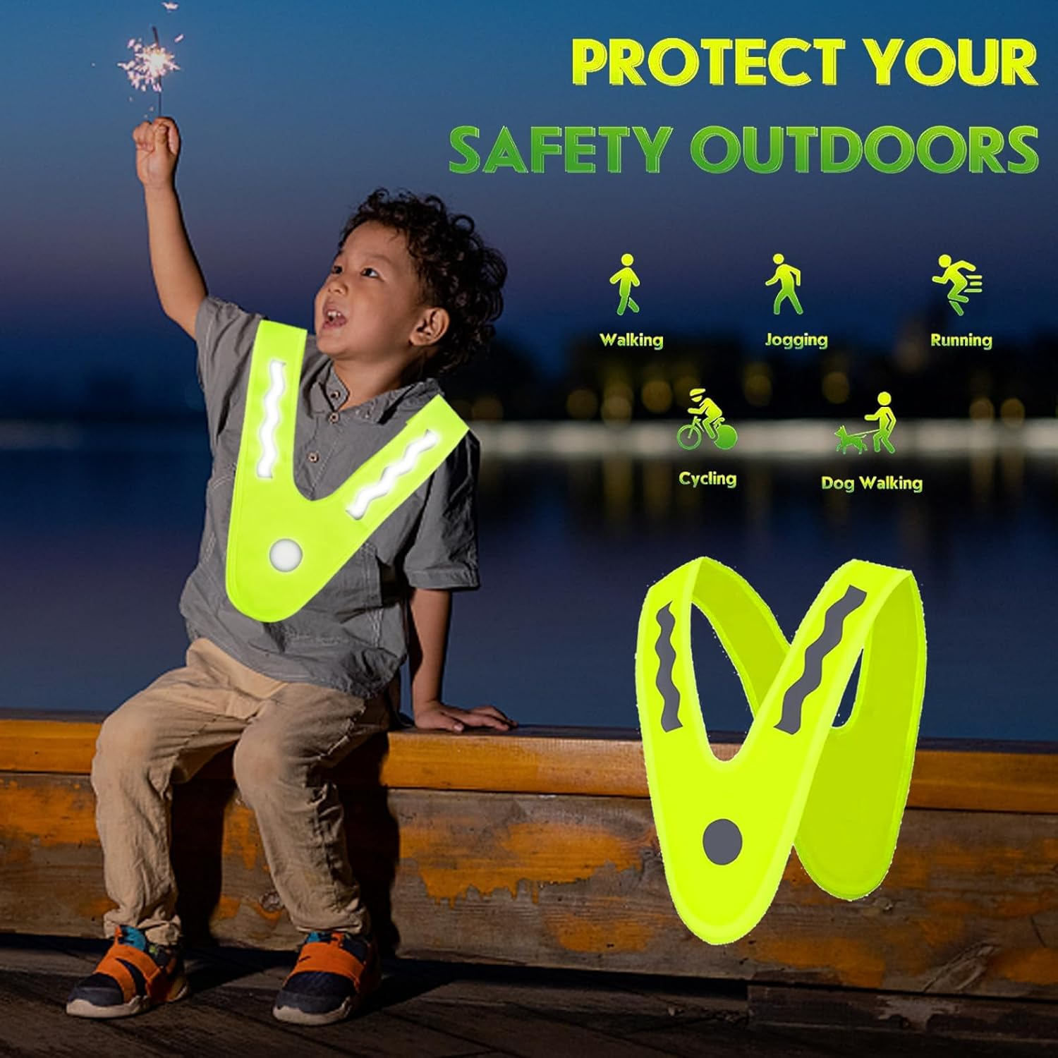 Weenwill Kids Hi Vis Vests,2 Pcs Reflective Safety Vest for Kids V-Shaped Jackets Children'S High Visibility Reflective Waistcoat for Cycling,Night Running,Dog Walking,Kid'S Outdoor Activities, Yellow