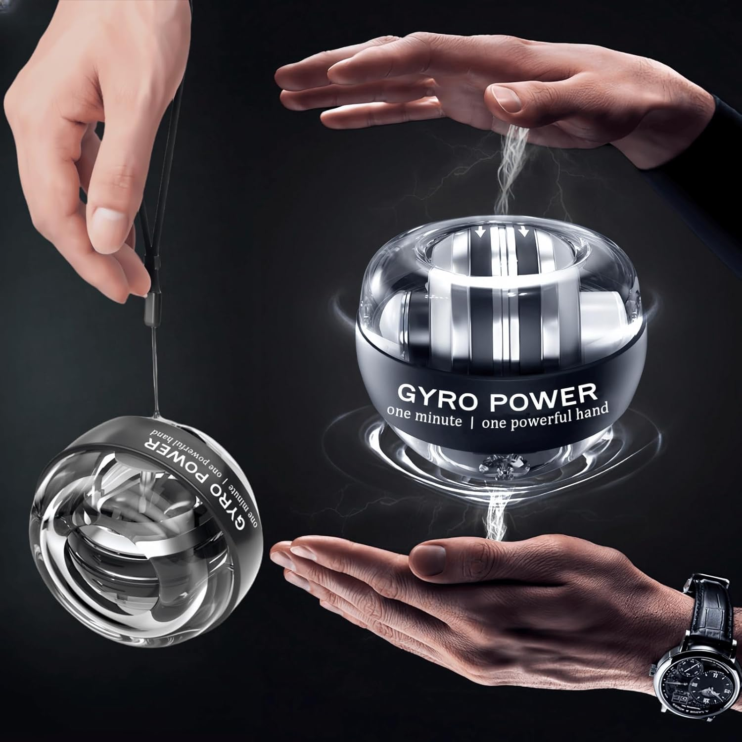 Powerball Wrist Trainer Ball Auto-Start Wrist Strengthener Gyroscopic Forearm Exerciser Equipment Gyro Ball for Strengthen Arms, Fingers, Wrist Bones and Muscles image number 2