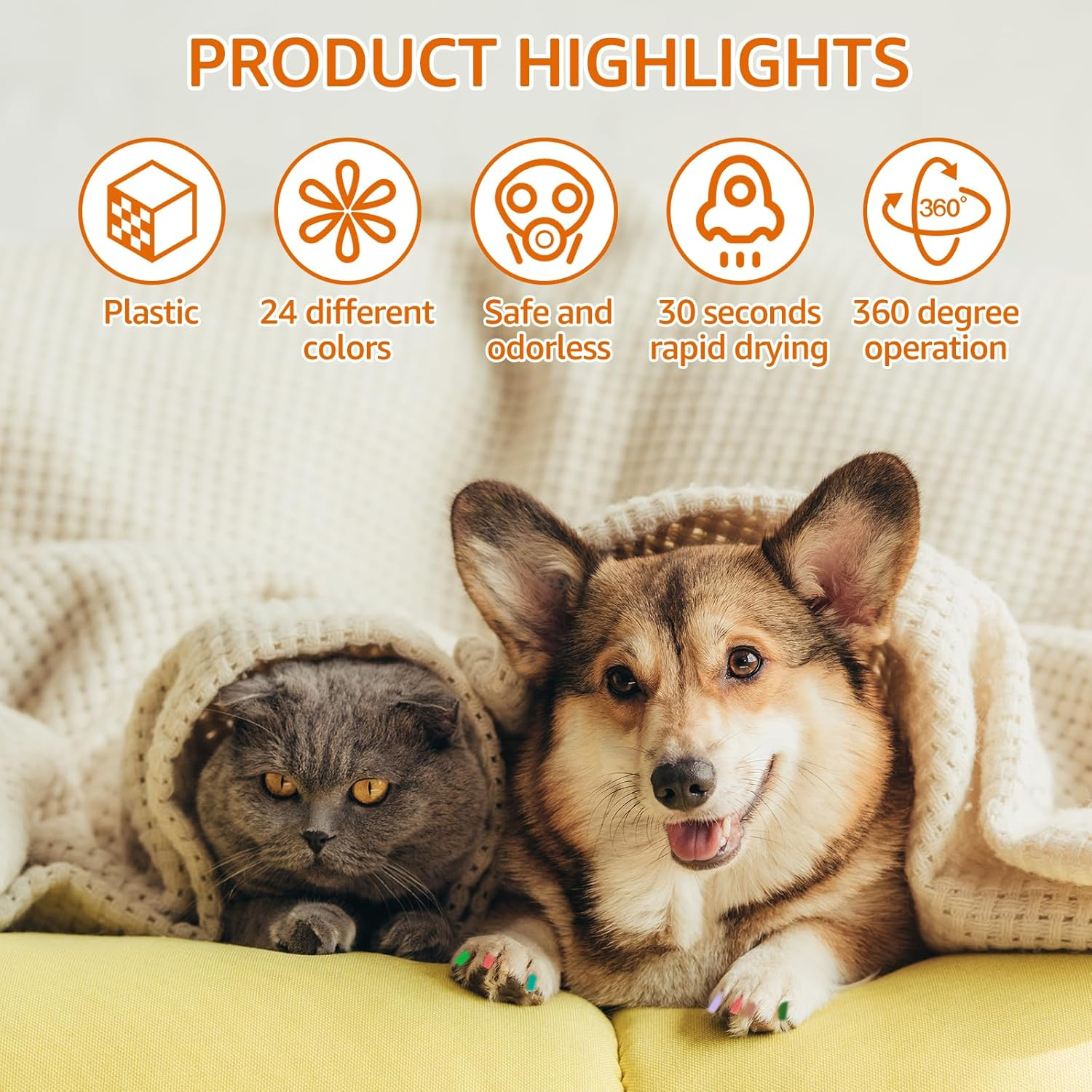 24Pcs Dog Nail Polish Pens Reusable Acrylic Dog Nail Polish Pens Fast Dry Dog Safe Nail Polish Set 24 Colors Odorless Dog Nail Paint Markers Set Pet Grooming Kit for Dogs Cats Puppy image number 3