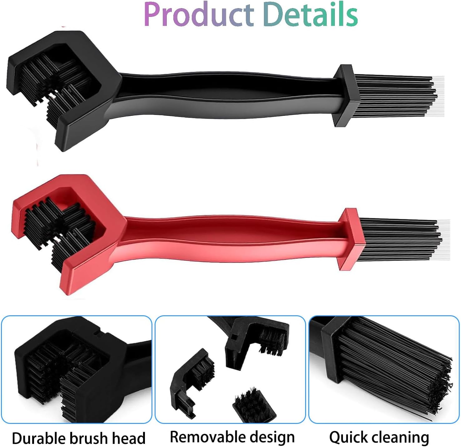 Bike Chain Cleaning Brush, Bike Chain Cleaner Kit, WADY Bicycle Chain Cleaner, Motorcycle Chain Washer,4 Pcs Bike Cleaning Brush for Motorcycles,Bicycles,Mountain Bikes,Electric Dirt Bike (Red,Black)