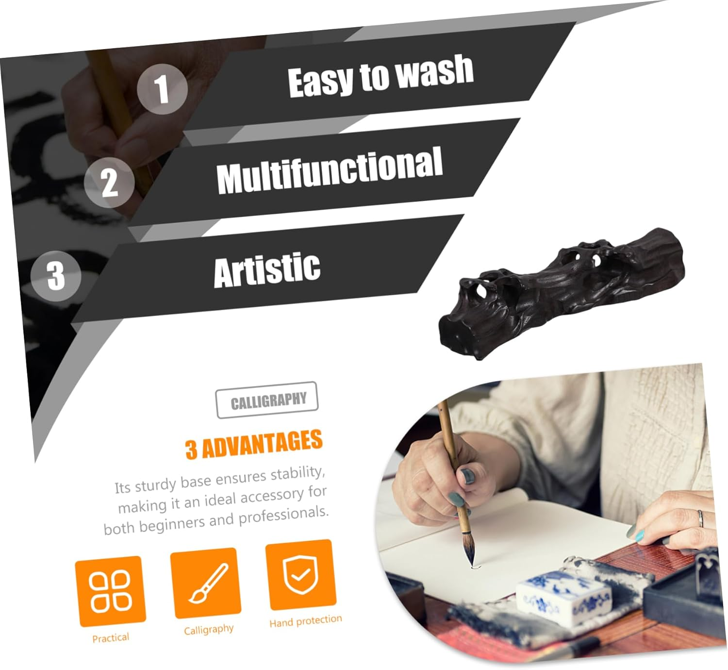 HOUDERCO Artistic Root Carving Brush Holder Calligraphy Pen Stand Pen Storage Stand Office Accessories image number 4