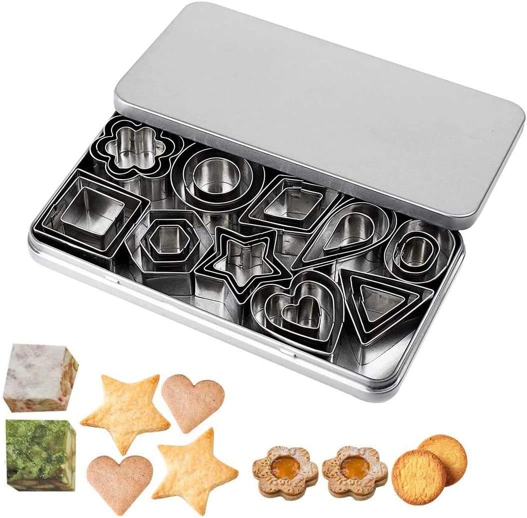 30-Piece Mini Cookie Cutter Set, Star, Flower, Heart, Oval Shapes, Stainless Steel, Dishwasher Safe image number 6