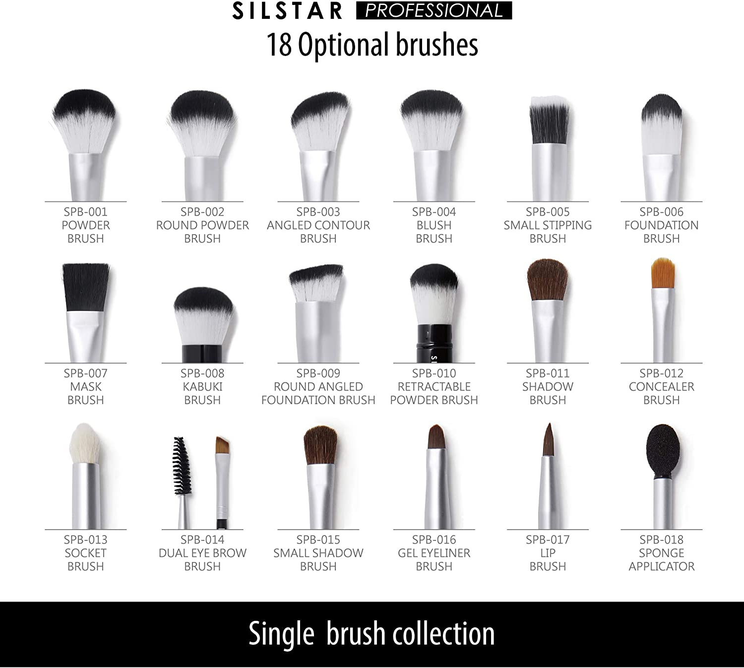 SILSTAR PROFESSIONAL round ANGLED FOUNDATION BRUSH with HANDLE MADE of NATURAL BIRCH WOOD, MADE in KOREA 009 image number 3