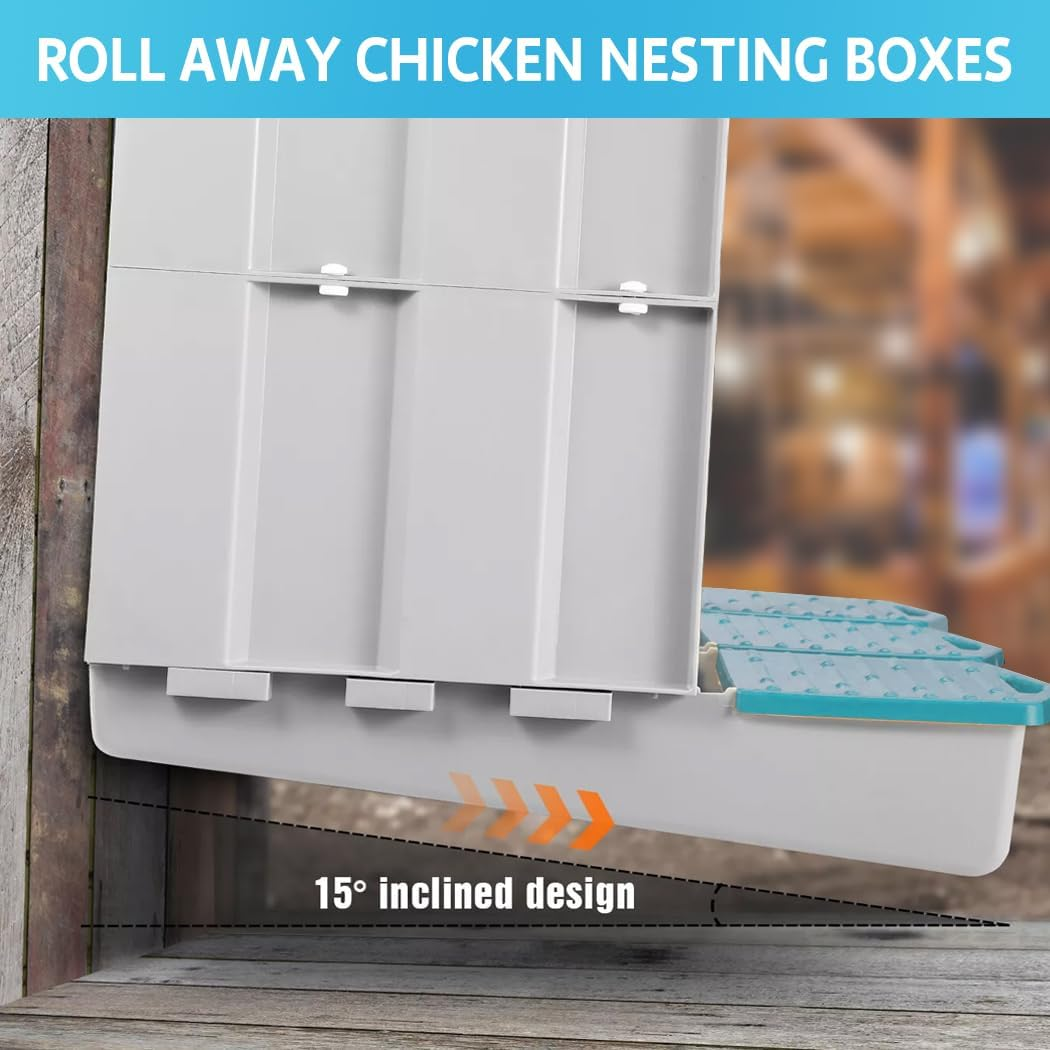 PORIYA 3 Hole Chicken Nesting Box Roll Away Chook Hen Laying Boxes Modular Nest House
