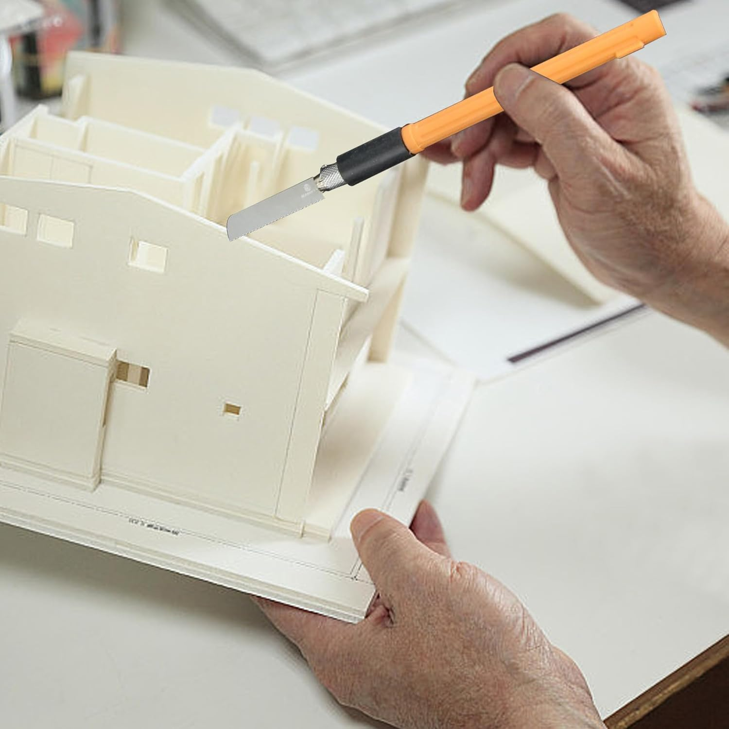 YUENTOEN Mini Hand Saw Model Tools, Modeling Knife Hacksaw Tool with 3 Pieces Craft Blades for Handcrafted, DIY Models and Other Fine Cutting image number 1