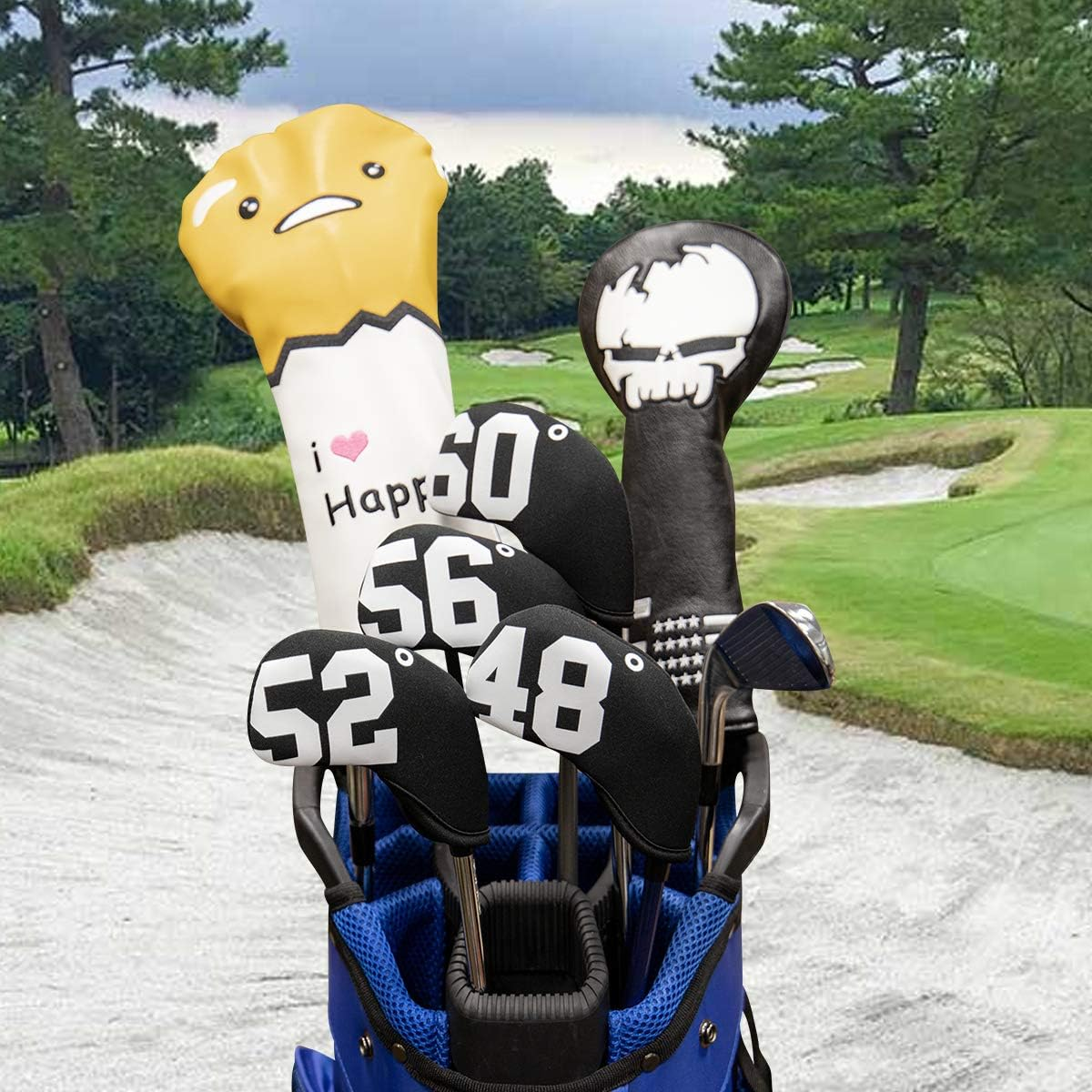 Big Number Neoprene Golf Wedge Covers Set - 4Pcs Iron Covers 48 52 56 60 Degrees - Club Head Covers Headcover for Men Golfers