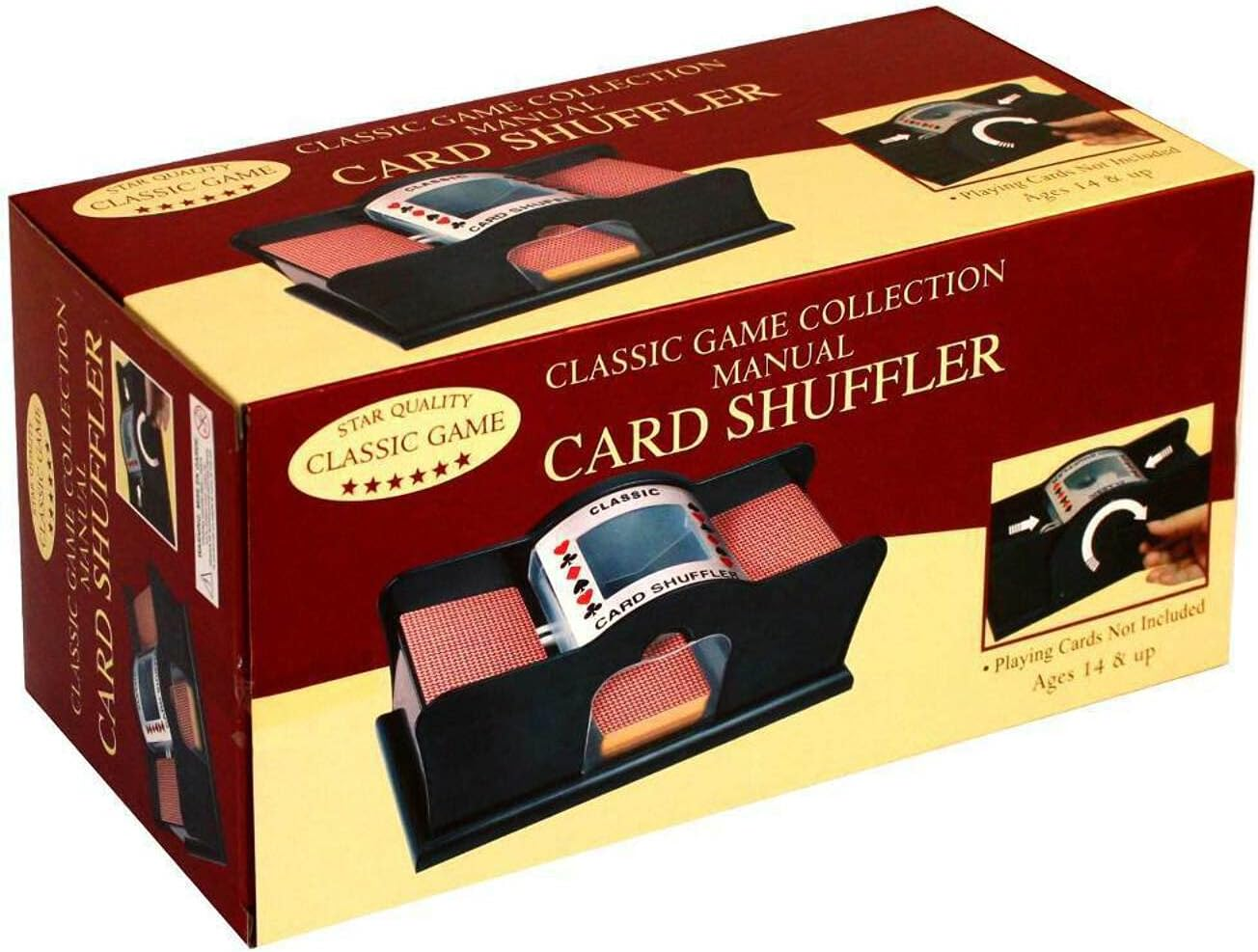 Hansen Classic Game Collection Manual Card Shuffler with Two Playing Cards,Black
