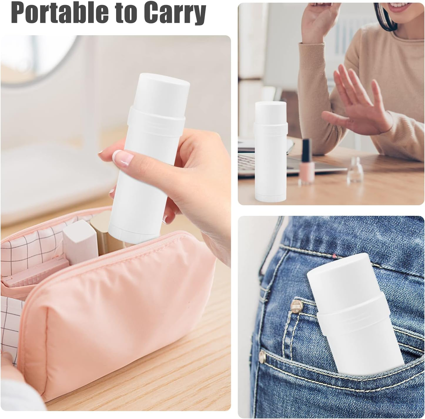 60Ml/2Oz Plastic Deodorant Containers round Twist up Empty Bottles Refillable Stick Deodorant Tubes for Heel Balm Lotion Bar Crayon DIY Lipstick - 8 Pack image number 1