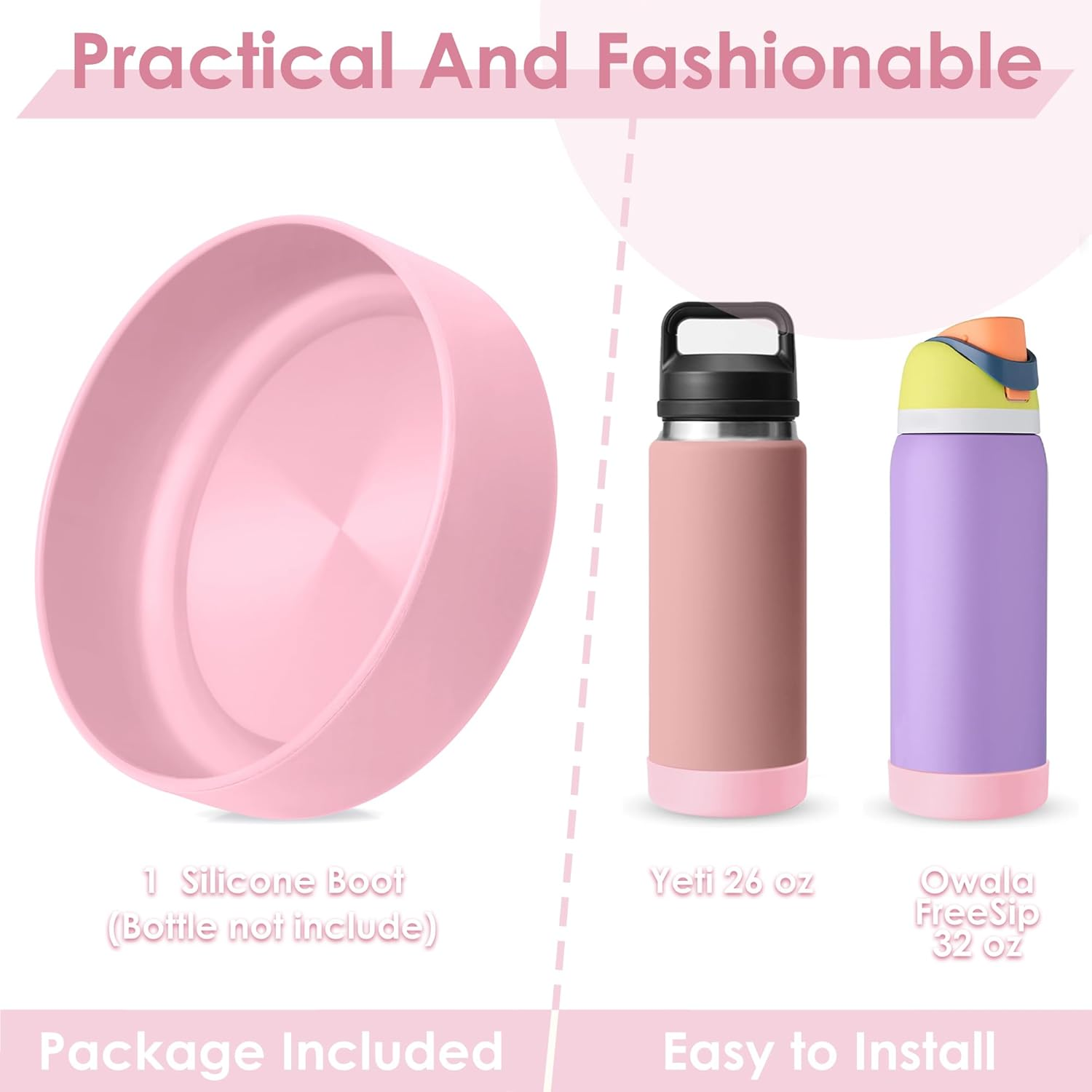 Water Bottle Boot, Compatible with Owala, Yeti, for Stanley Water Bottle Accessories, Sleeve Cover for Owala Freesip 32Oz, Yeti 26Oz, Anti-Slip Silicone for Stanley 36Oz Accessory